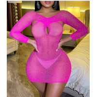 Love In Leather LIN012 Rhinestone Dress One Size - Hot Pink Love In Leather LIN012 Rhinestone Dress One Size - Hot Pink